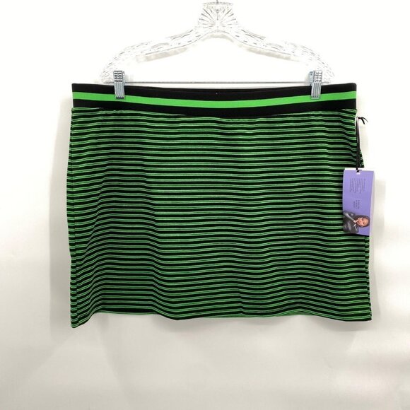 Future Collective Green Striped Long Sleeve Crop Top and Knit Mini Skirt Set 1X - Picture 6 of 9
